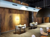 Metallische Wandgestaltung Rost Optik - Kantine