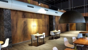 Metallische Wandgestaltung Rost Optik - Kantine