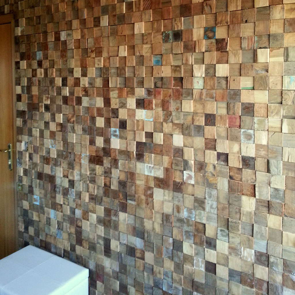 Holzwand Wohnzimmer - Teakyourwall Square