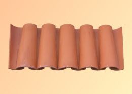 Mönch Nonnen Dachziegel als Mauerabdeckung mit Teja Curva - Farbe Rojo - Länge 40 cm